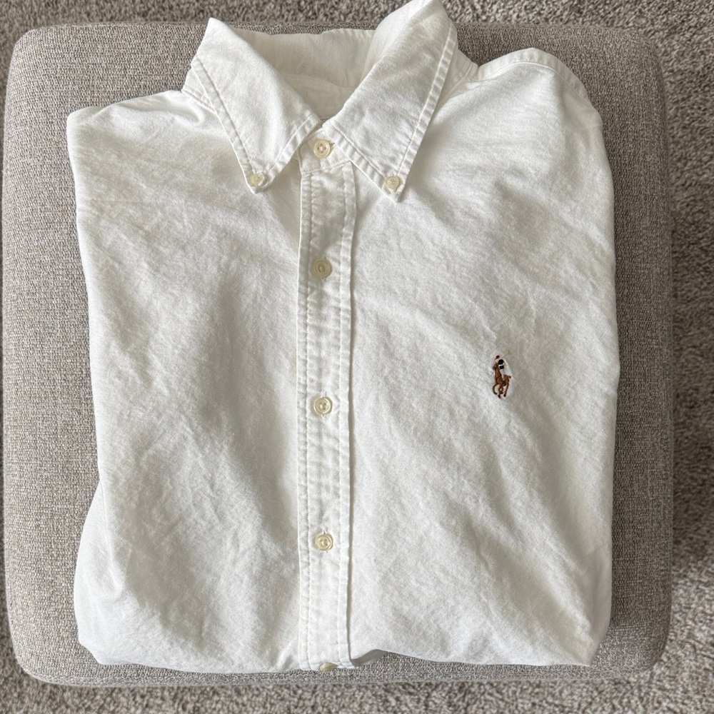 Polo by Ralph Lauren White Casual Button-Down Shirt with Embroidered Pony